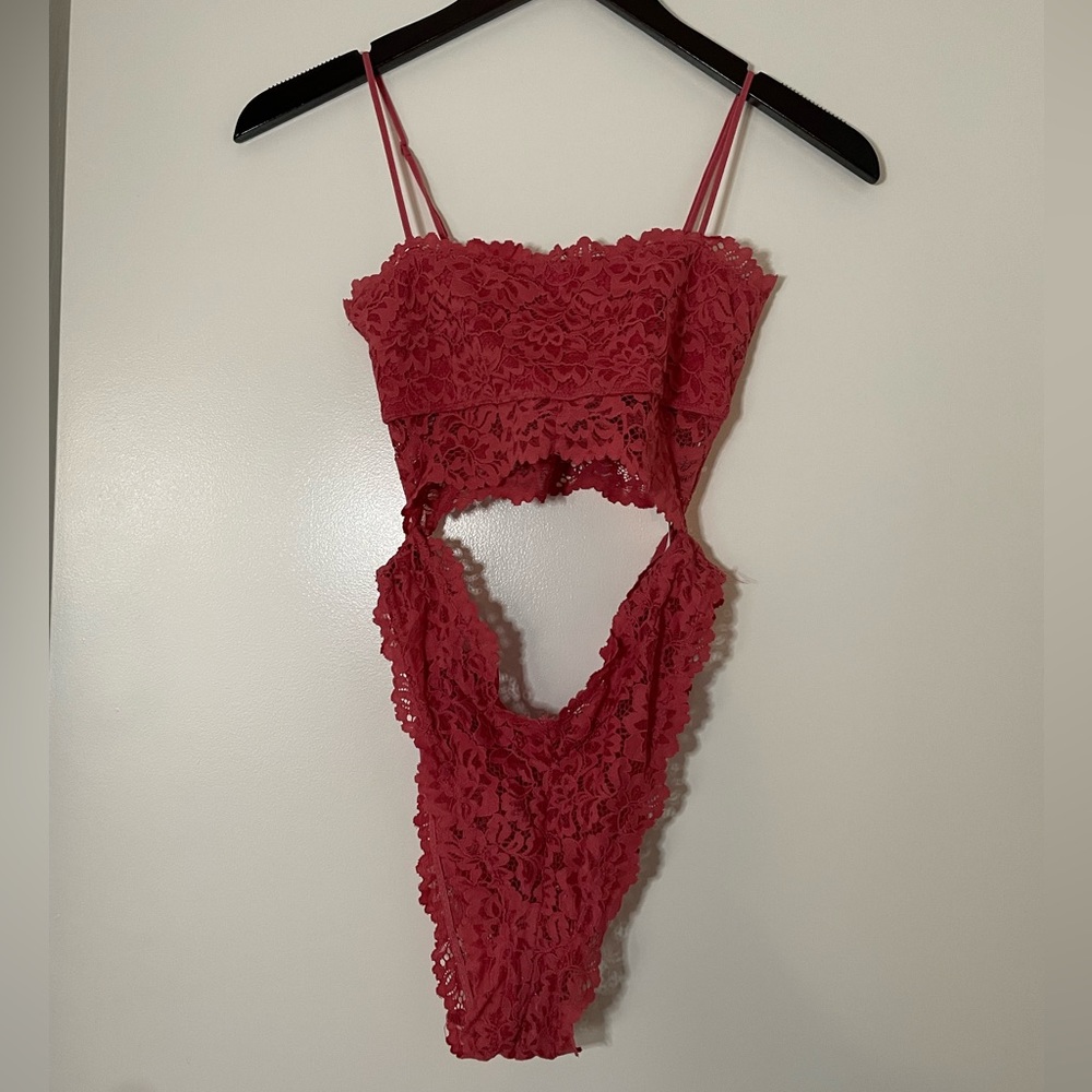 Out From Under Coral Lace Bodysuit